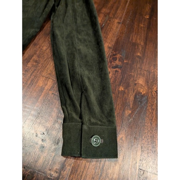 Vintage Express Jacket Womens XS Olive Green Faux Suede Blazer Buttons Notched - Picture 10 of 13